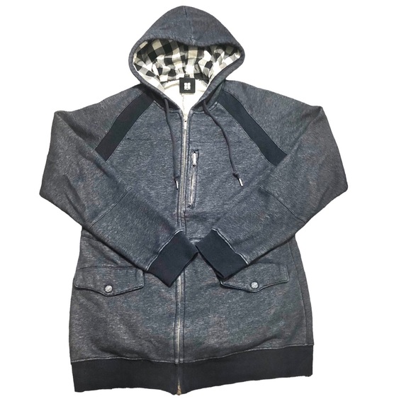 INSIGHT Hooded Fleece Lined Jersey Knit Jacket with Pockets Navy Sz S - Picture 11 of 14